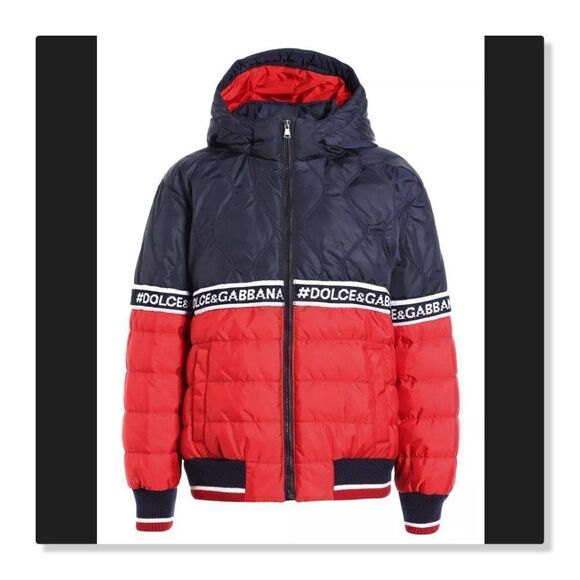 Dolce & Gabbana Kids Down Puffer Jacket - size 2 in Navy/Red - Picture 2 of 16